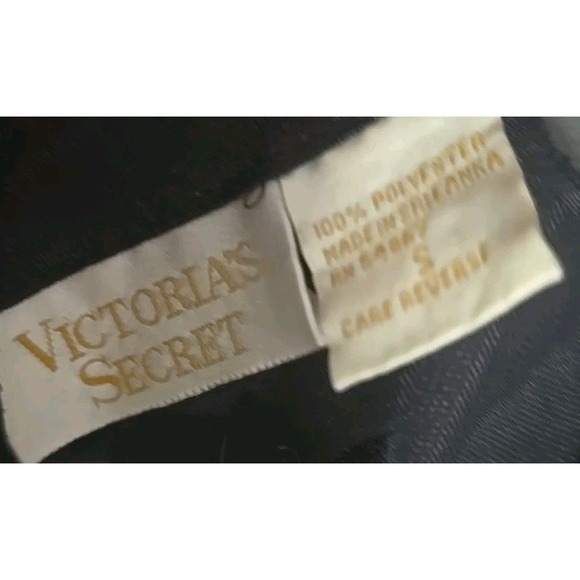 Victoria's  Secret Women's S  Mini Sheer Lacy‎ Rose Gold Lbl Black Bow Ties SEXY - Picture 3 of 12